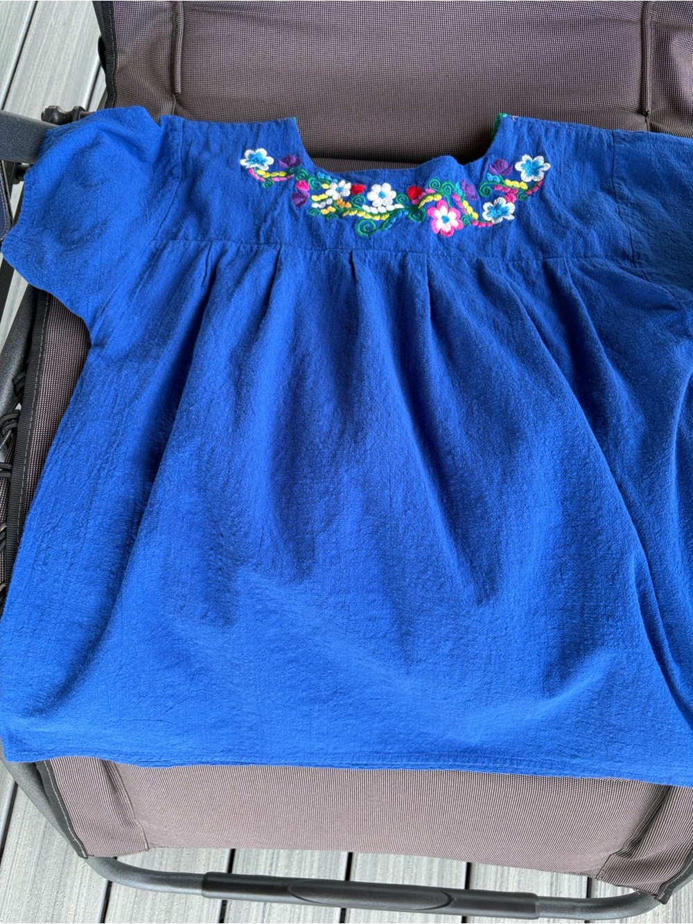 YZXDORWJ Blue Embroidered Floral Women's Top - Picture 3 of 7